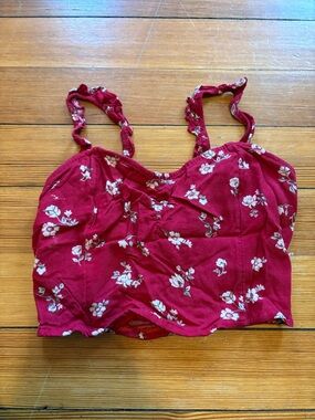 Hollister Floral Burgundy Cropped Camisole